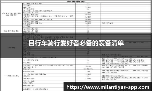 自行车骑行爱好者必备的装备清单